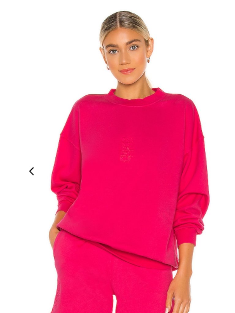 Frankies Bikinis Bennie Pink Crewneck Sweatshirt One Size